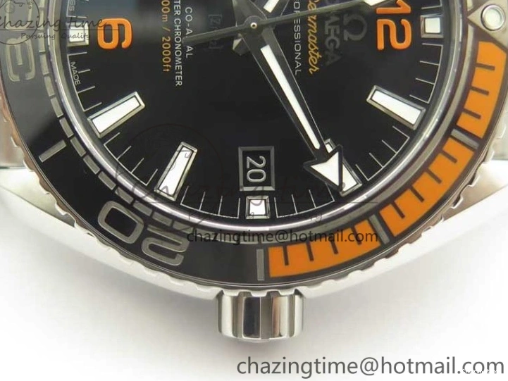 0501 Planet Ocean 43.5mm SS VSF 1:1 Best Edition Black Orange Bezel Black Dial on SS Bracelet A8900 Super Clone Breathable 8003